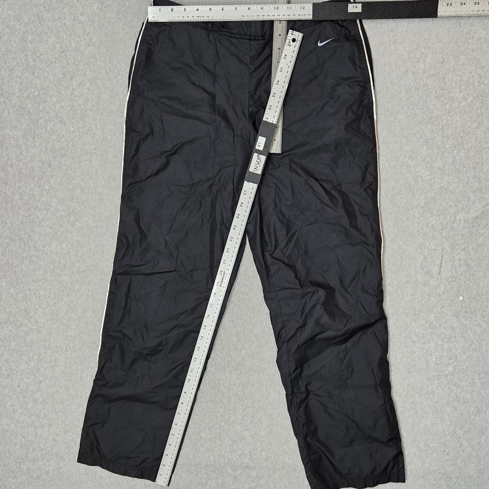 Nike Women Pants M Black Nylon Polyester Activewear Track Lined Zipper 31" Y2K